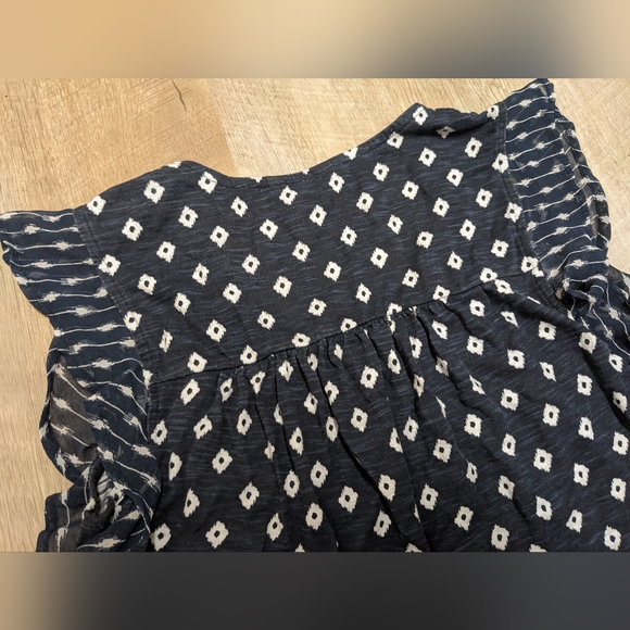 Lucky Brand Flowy Sleeves Top Navy Blue and White - Picture 4 of 7